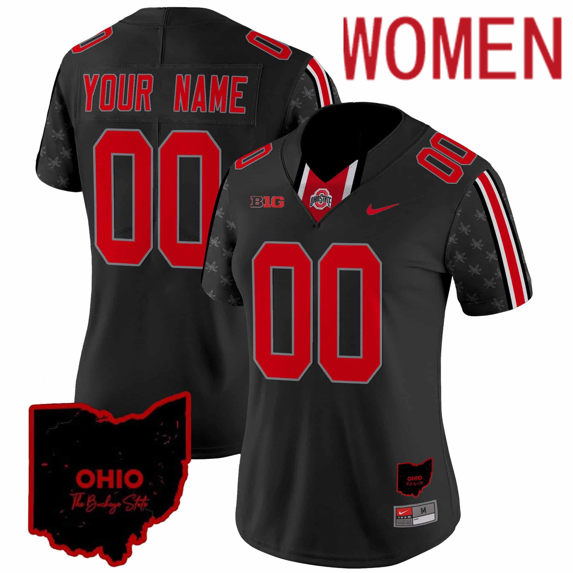 Women Ohio State Buckeyes Black 2024 Nike Home Patch Vapor Limited Custom NCAA Jersey